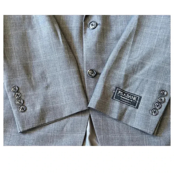 JOS A BANK NWT $299 Suit Jacket Size 42 R Executive Tailored Fit Grey Plaid - Picture 4 of 12